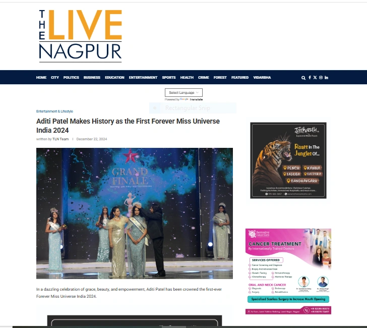 Aditi Patel Makes History as the First Forever Miss Universe India 2024 - The Live Nagpur