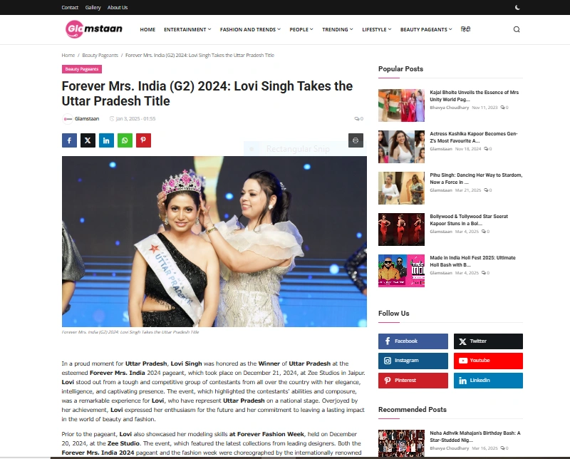 Forever Mrs. India (G2) 2024: Lovi Singh Takes the Uttar Pradesh Title - Glamstaan