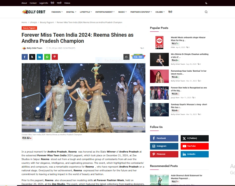 Forever Miss Teen India 2024: Reema Shines as Andhra Pradesh Champion - Bolly Orbit
