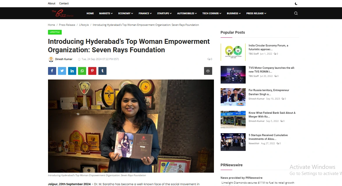 Introducing Hyderabad’s Top Woman Empowerment Organization: Seven Rays Foundation - The Bizz Stories