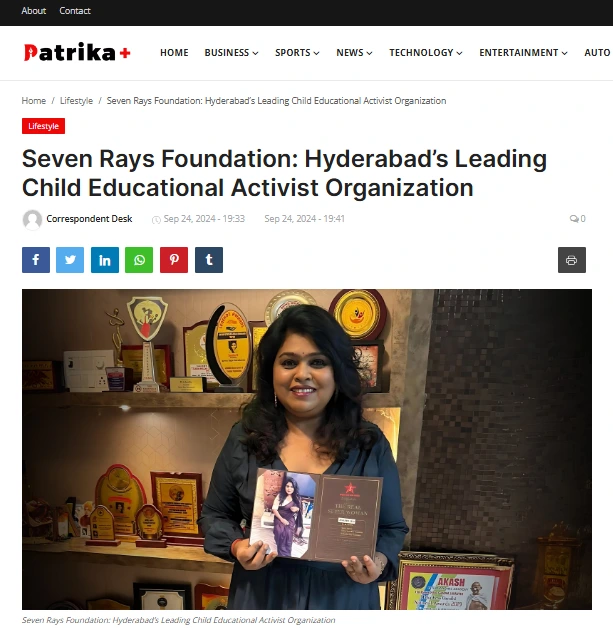 Seven Rays Foundation: Hyderabad’s Leading Child Educational Activist Organization - Patrika Plus