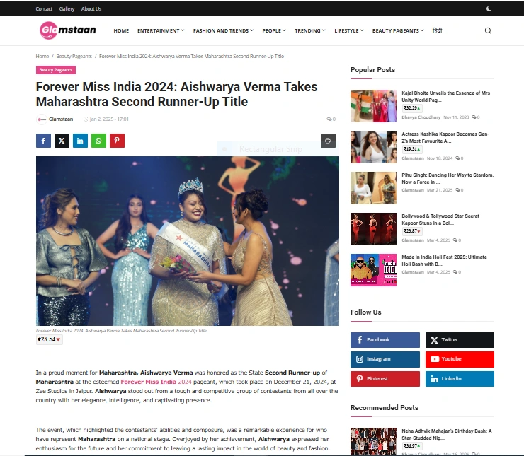 Forever Miss India 2024: Aishwarya Verma Takes Maharashtra Second Runner-Up Title - Glamstaan