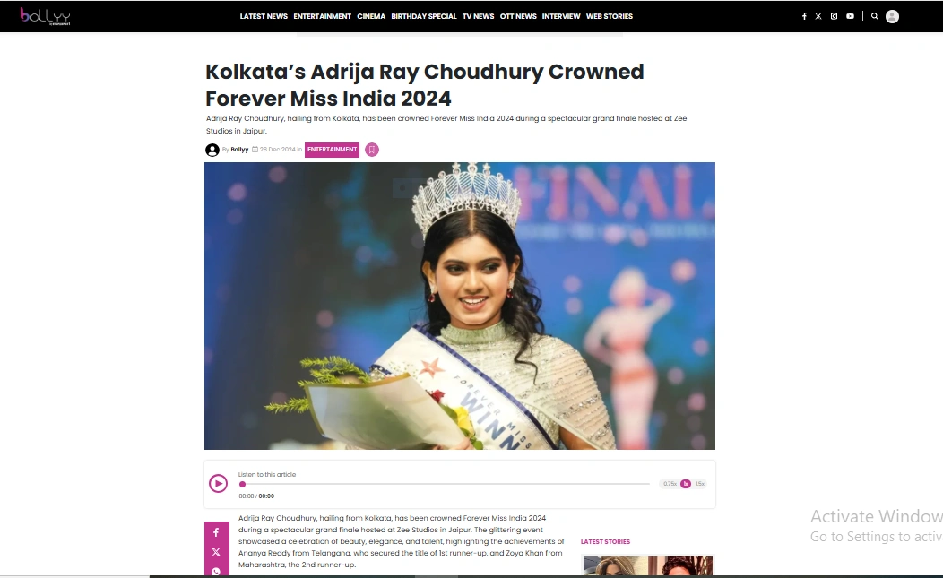 Kolkata’s Adrija Ray Choudhury Crowned Forever Miss India 2024