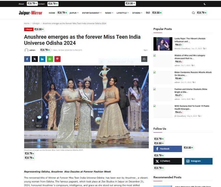 Anushree emerges as the forever Miss Teen India Universe Odisha 2024 - Jaipur-Mirror