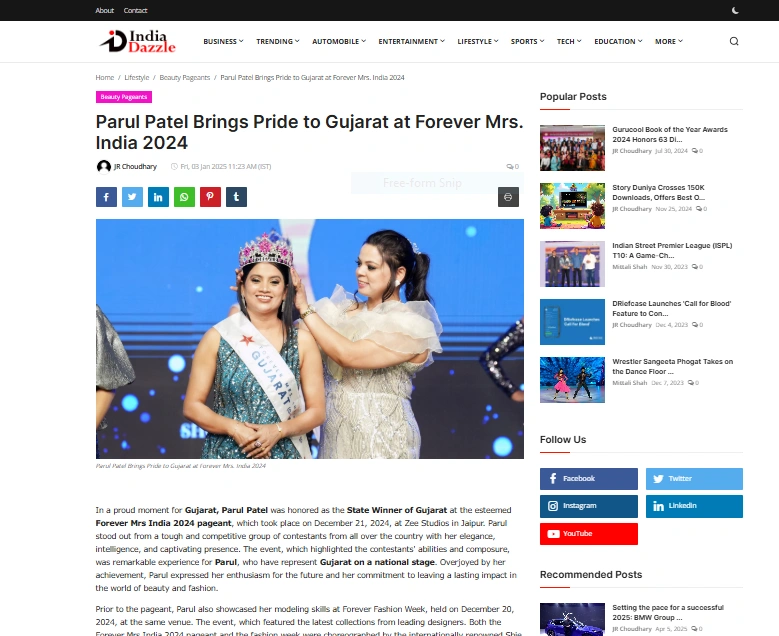 Parul Patel Brings Pride to Gujarat at Forever Mrs. India 2024 - India Dazzle