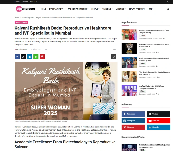 Kalyani Rushikesh Bade: Reproductive Healthcare and IVF Specialist in Mumbai - Glamstaan